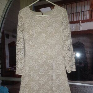 Home Made Women's Short Dressy Summer Dress Lacey Beige XS-S
